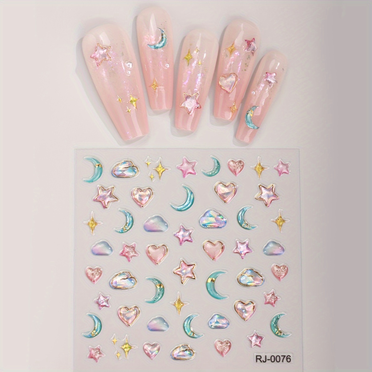 1pc 5d Love Heart Nail Charm Valentine's Day Cloud Hot Stamping Laser Jelly Texture Soft Glue Nail Art Decoration Gift For Women Dating