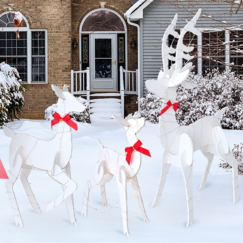 

3pcs Deer Family, Reindeer Silhouette Christmas Decoration, Outdoor Decoration For Yard Patio Lawn Garden Party Decorations