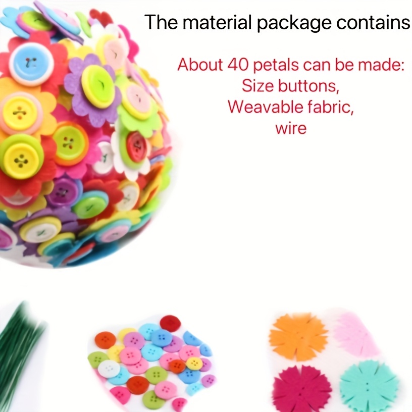 

Diy Craft Button Bouquet Kit, 40pcs Set For Handmade Projects & Gift Making