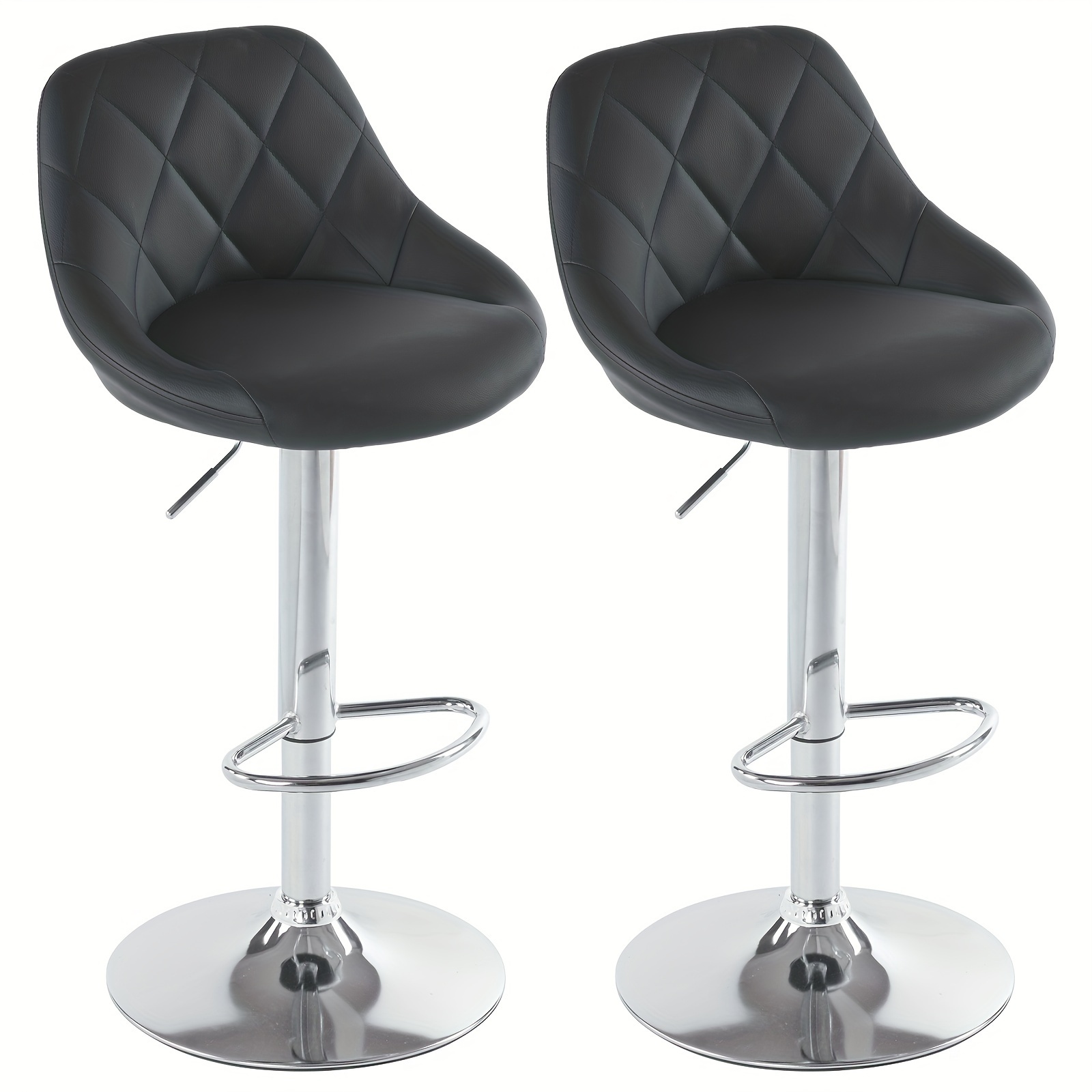 2pcs Adjustable Height Bar Stools, Swivel Bar Stools With Disc Steel Pipe Modern Dining Chairs, Bar Stools With Backrest For Kitchen Island, Bar