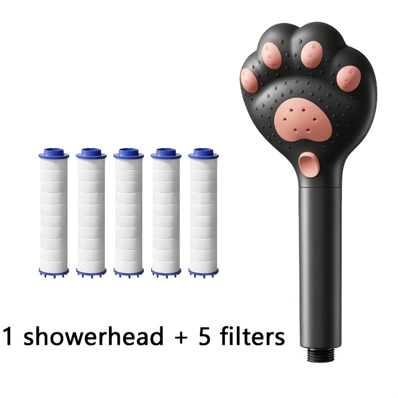 MROOFUL Cat Paw Shower Head with 5 Filter Cartridges