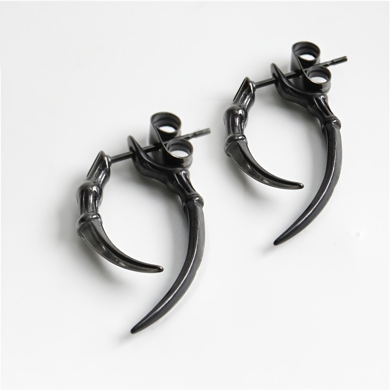 TEMU 1/2pcs Retro Stud Earrings For Women Men Animal Paw Horn Ear Piercing Gothic Punk Cool Jewelry