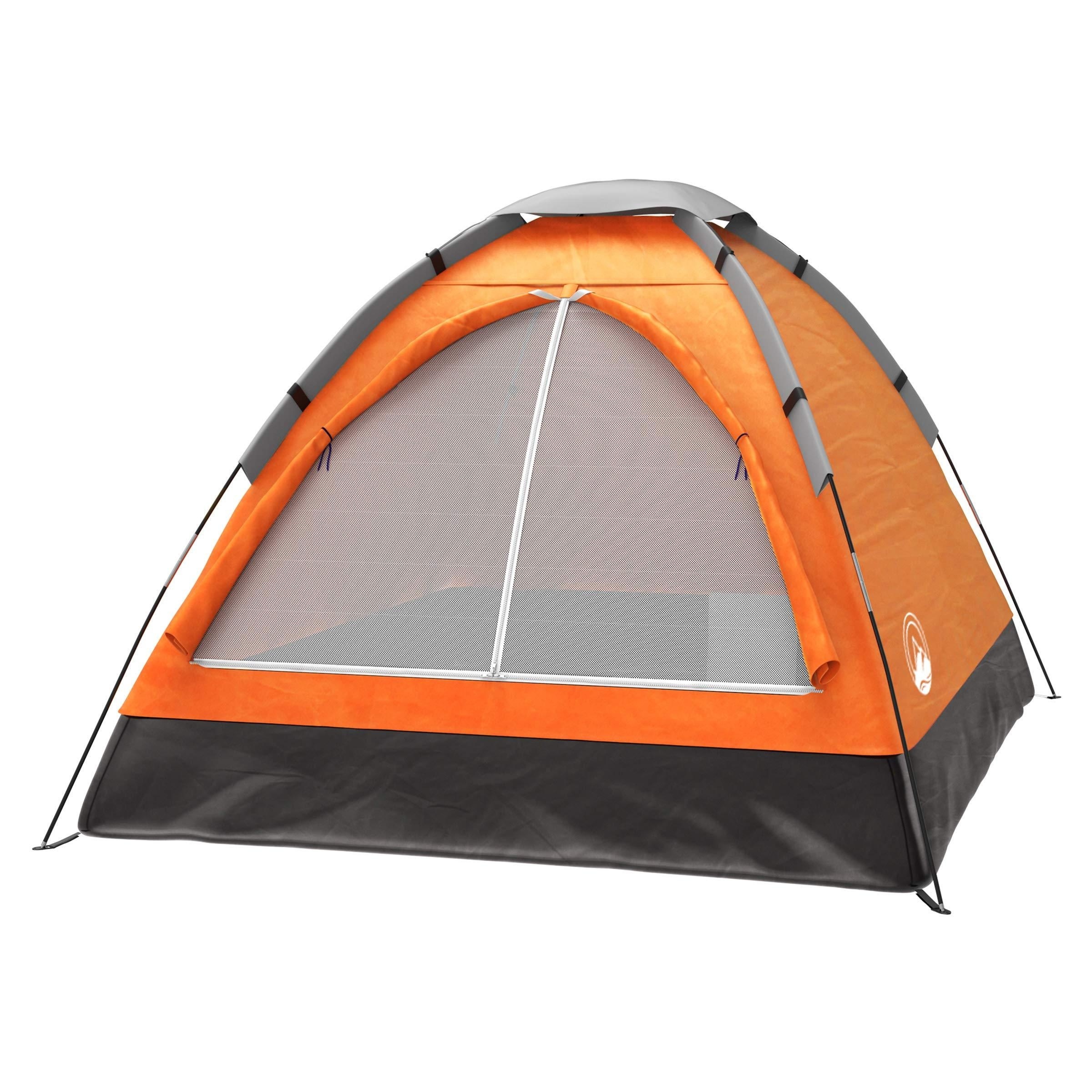 TEMU 2-person Lightweight Camping Tent - Orange, Water-resistant Oxford Fabric With Rain Fly & Carrying Bag - Fiberglass Poles, Zip Closure - Backpacking, Hiking, Beach , Camping Accessories