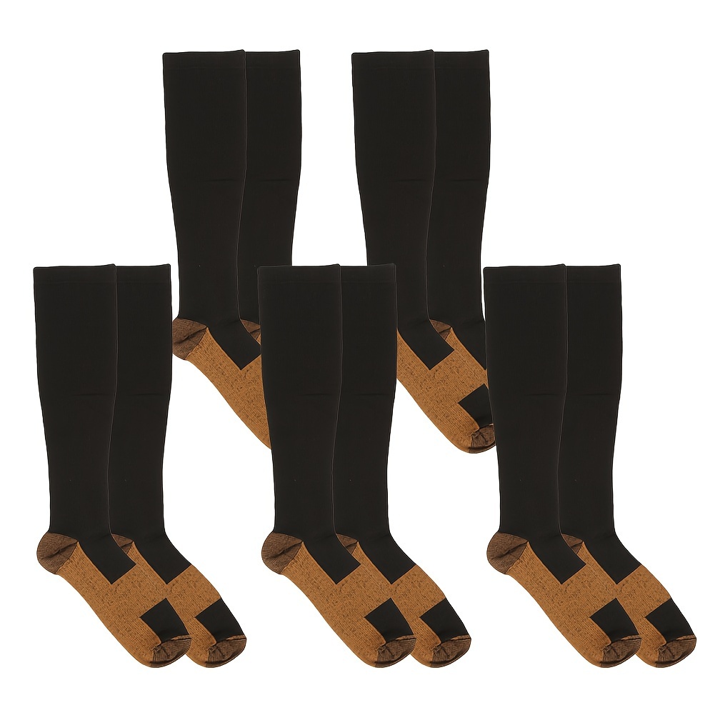 TEMU 5 Pairs Of Unisex Knee-high Elastic Comfy Socks, Sports Socks For Outdoor Activities