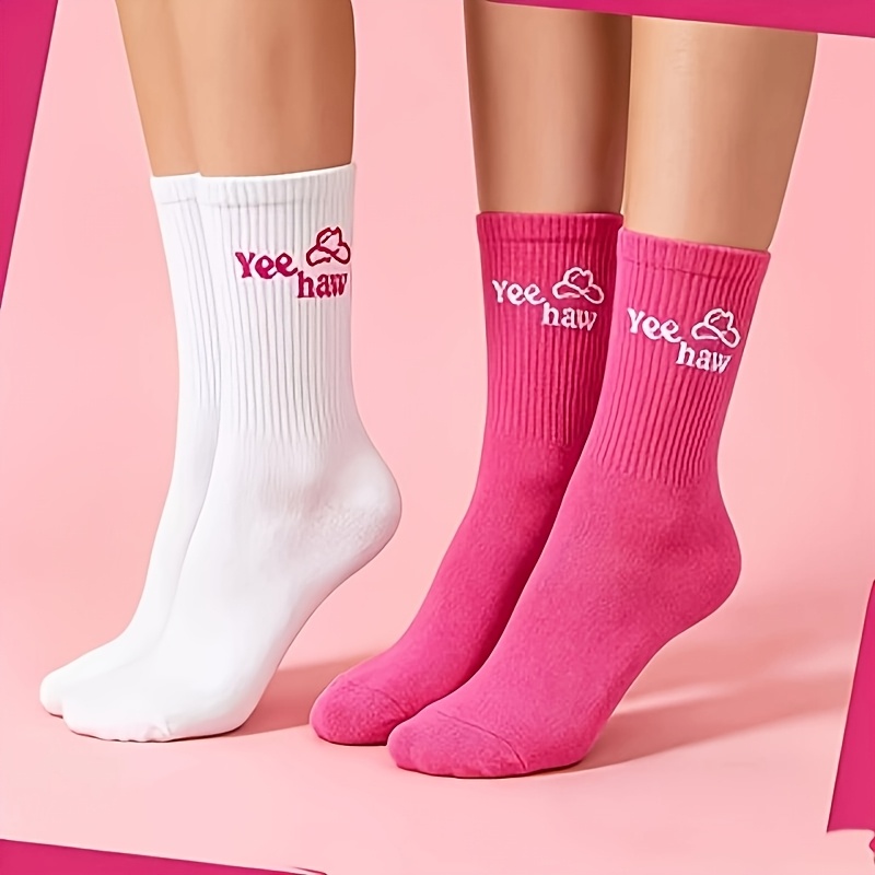 TEMU White Red Theme Pattern, Fun Casual Fashion Comfortable Mid-calf Socks