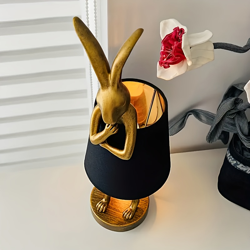 cute rabbit animal table lamp creative lampshade apron with   dimmable white   lampshade 15 7 inch bedside table living room office restaurant bar valentines day gift decoration gift lamp Product details 3