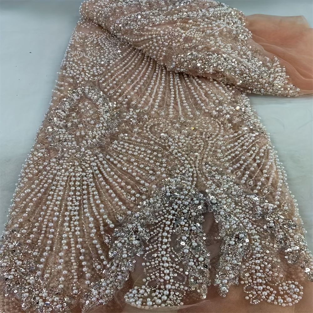 Luxurious Nigerian African Beaded Lace Fabric