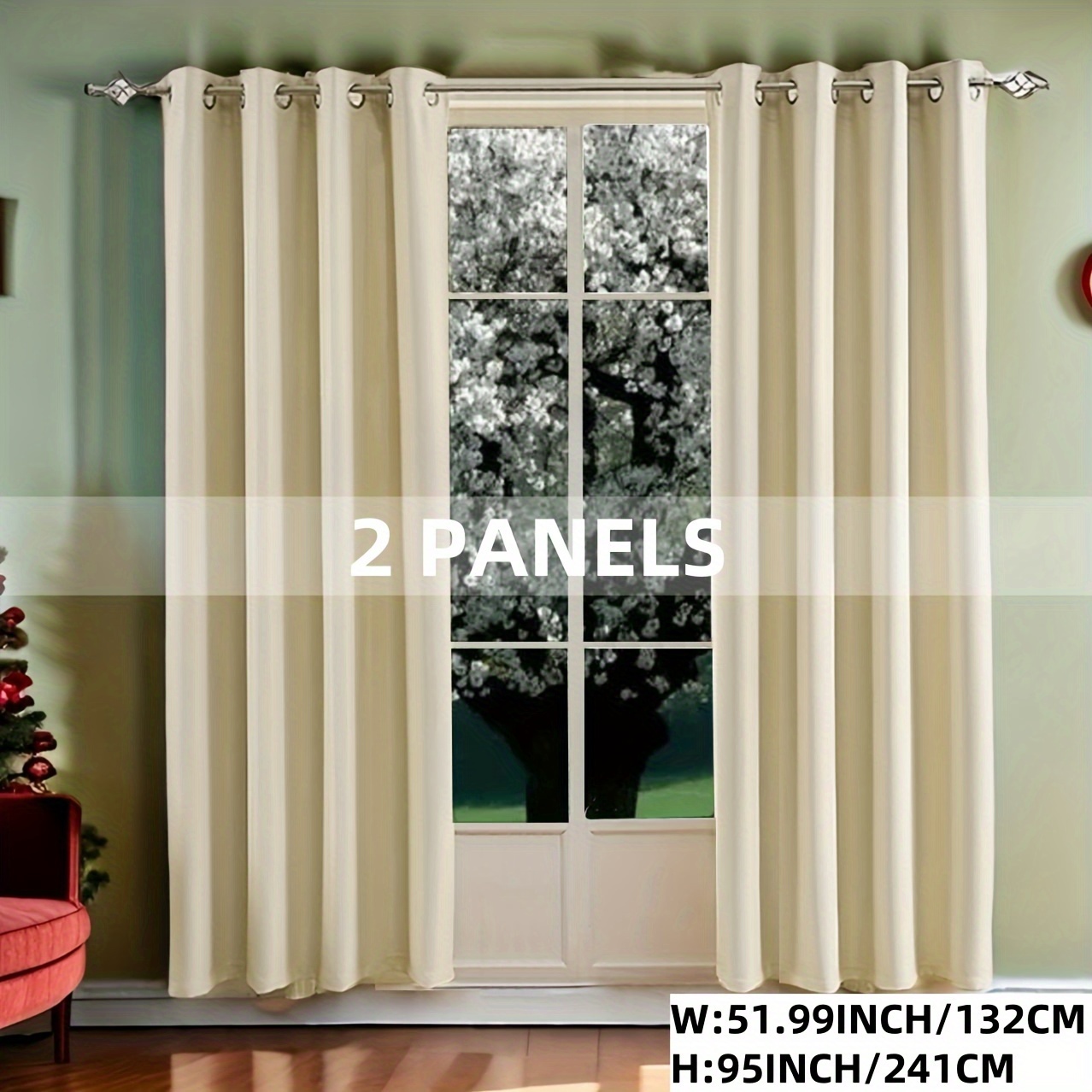TEMU 2-panel Minimalist Solid Color Blackout Curtains With Heat Insulation & Uv Protection - Grommet Top, Perfect For Living Room, Bedroom, Kitchen,