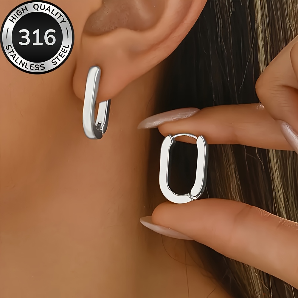 E-shop 2 Stück 316 Edelstahl Hypoallergene Goldene Ohrringe, Verblassungsresistent, Bequem Vielseitig, Einfach Elegant, für den oder Party-Mode für