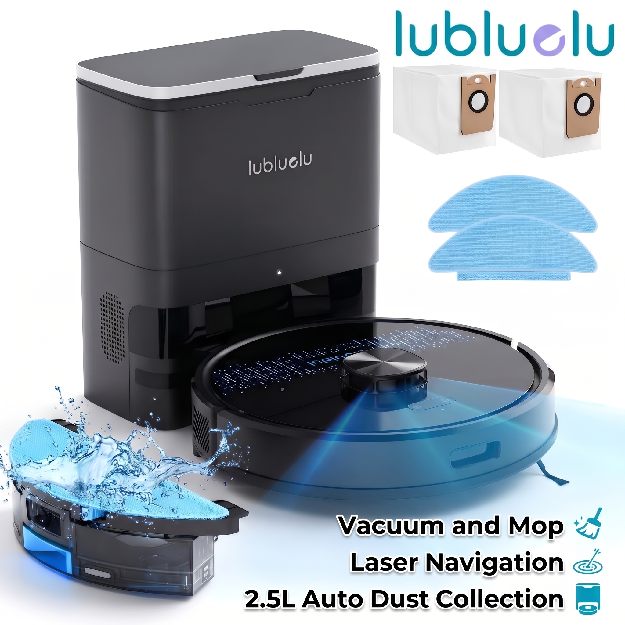 TEMU Lubluelu Nouveau Robot Aspirateur Auto-Vide, Jusqu'à 60 Jours, Robot Aspirateur et Super Aspiration 7500Pa, Wifi/App/Alexa, Cartographie