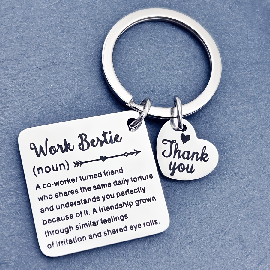 1pc Keychain - Stainless Steel With Thank You Charm - Perfect Inspirational Farewell Gift For Colleagues, Bosses, And Retirement Moments, Inspirational Gif