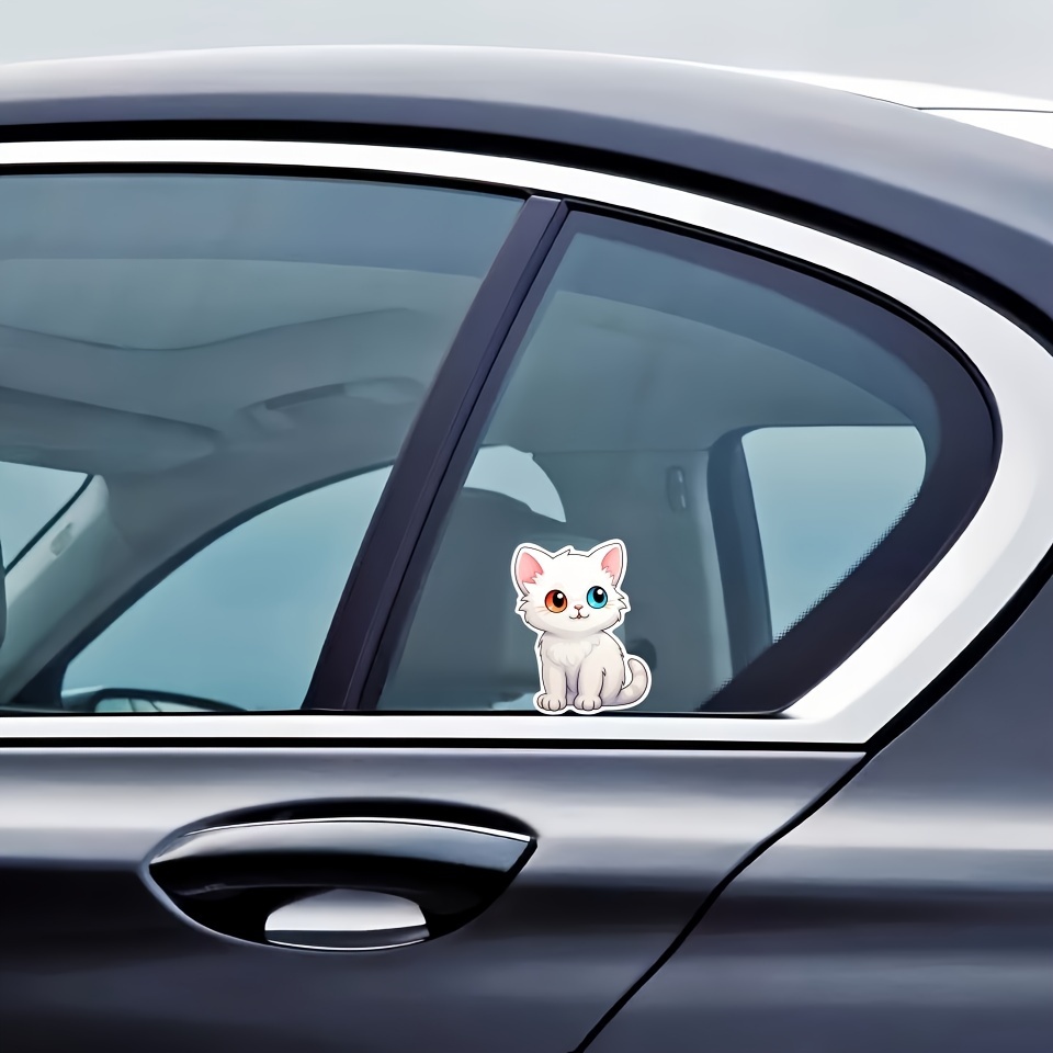 Cute White Cat Sticker Decal Waterproof Vinyl Windows Cars - Temu ...