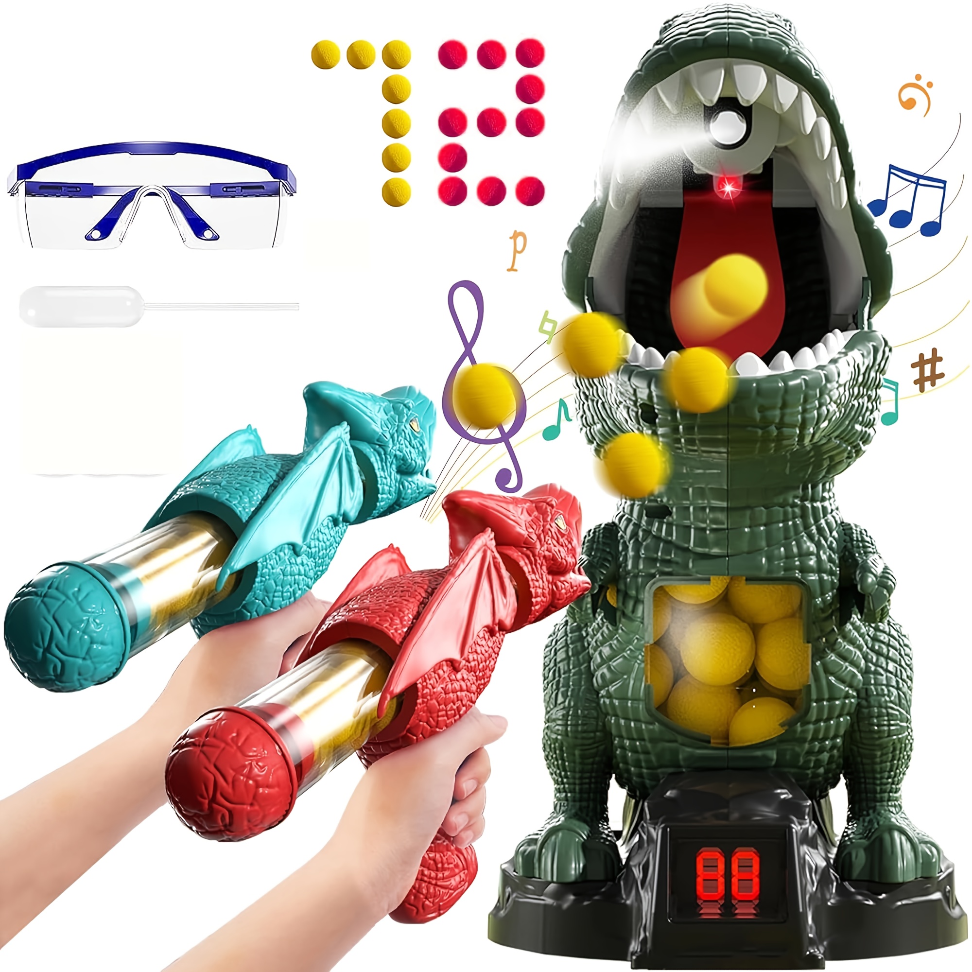 

Bzx Dinosaur Shooting Toy, Dinosaur Toys For Kids 5-7, 2 Air Pump And 72 Foam Bullets, Hand-eye Coordination Exercise Toys Giftsfor Kids 4, 5, 6, 7, 8, 9 Fun Athletic Toys