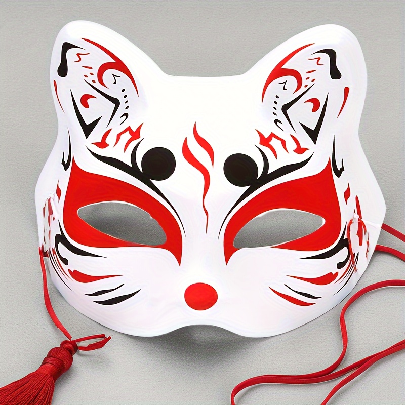 

2pcs Animal-themed Half Face Masks - Cat & Fox Design, Pvc Material For Parties, Performances, And Pranks, , Festival