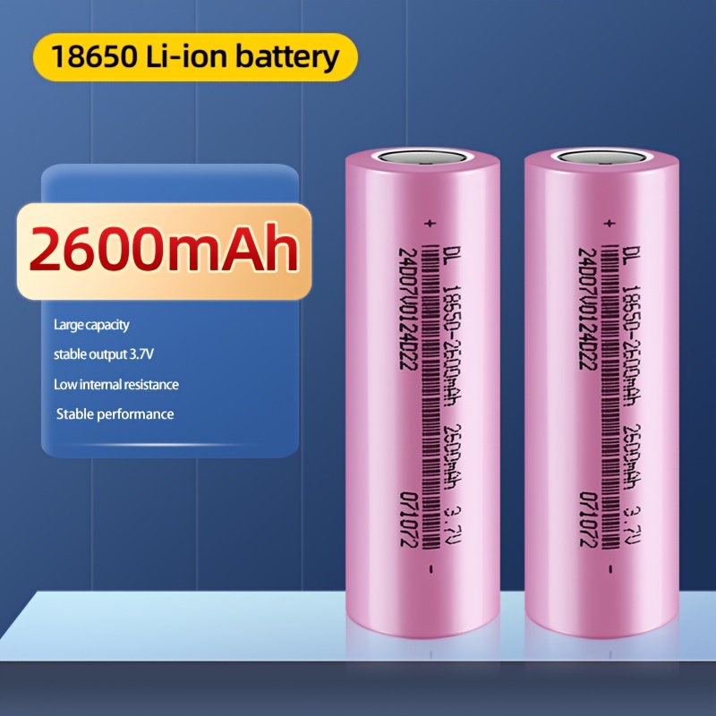 

2pcs Pink Rechargeable Batteries, 3.7v/2600amh/9.62wh Lithium-ion Batteries, 2 Batteries, Suitable For Flashlights, Desk Lamps, Fans, Toy Cars, Outdoor Power Sources, Power Tools, Etc.