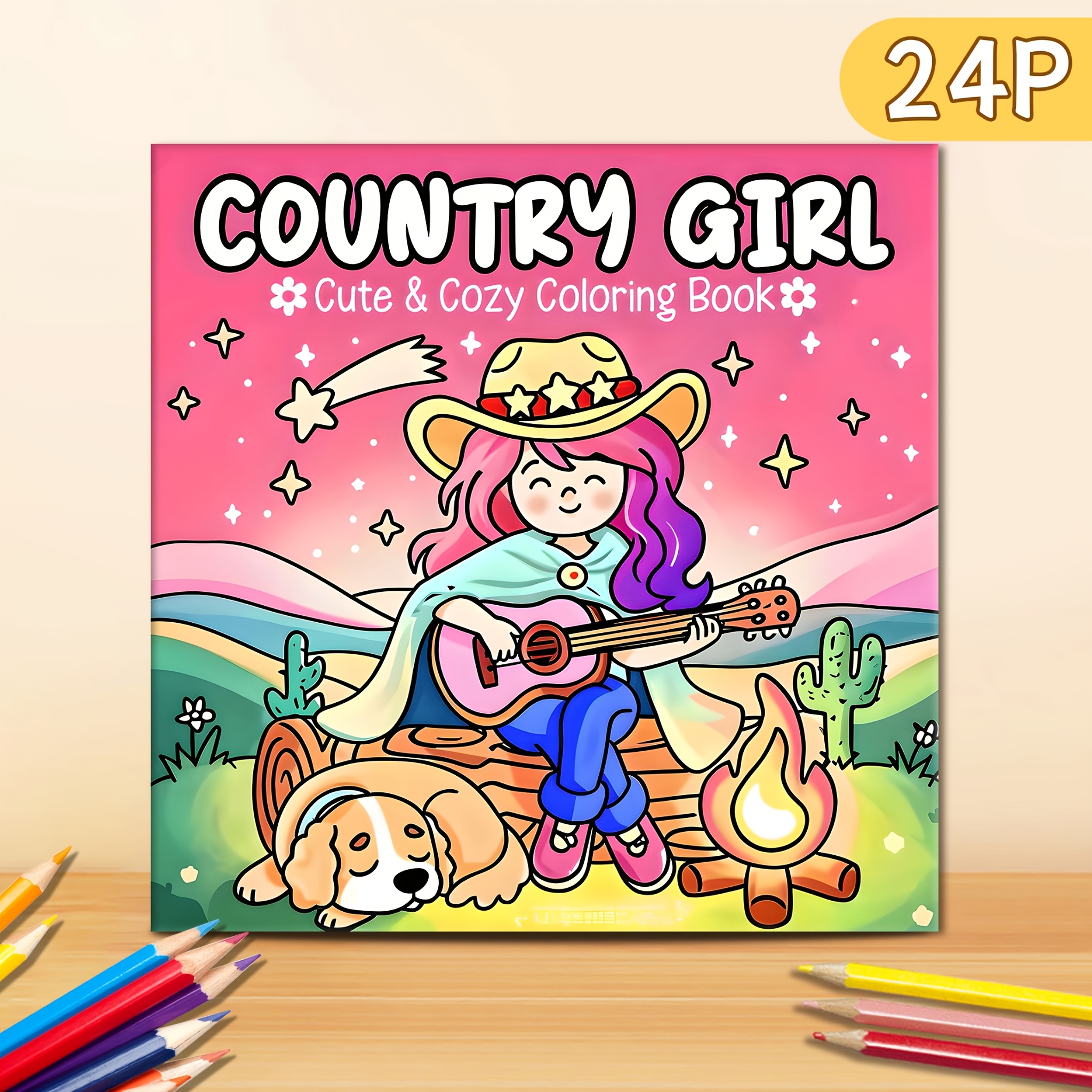 TEMU 1 Adult Coloring Book For Country Girls - 24 Single-sided Pages Of Original Art, And Easy-to-paint Designs, Unbleached Materials - Perfect Gifts