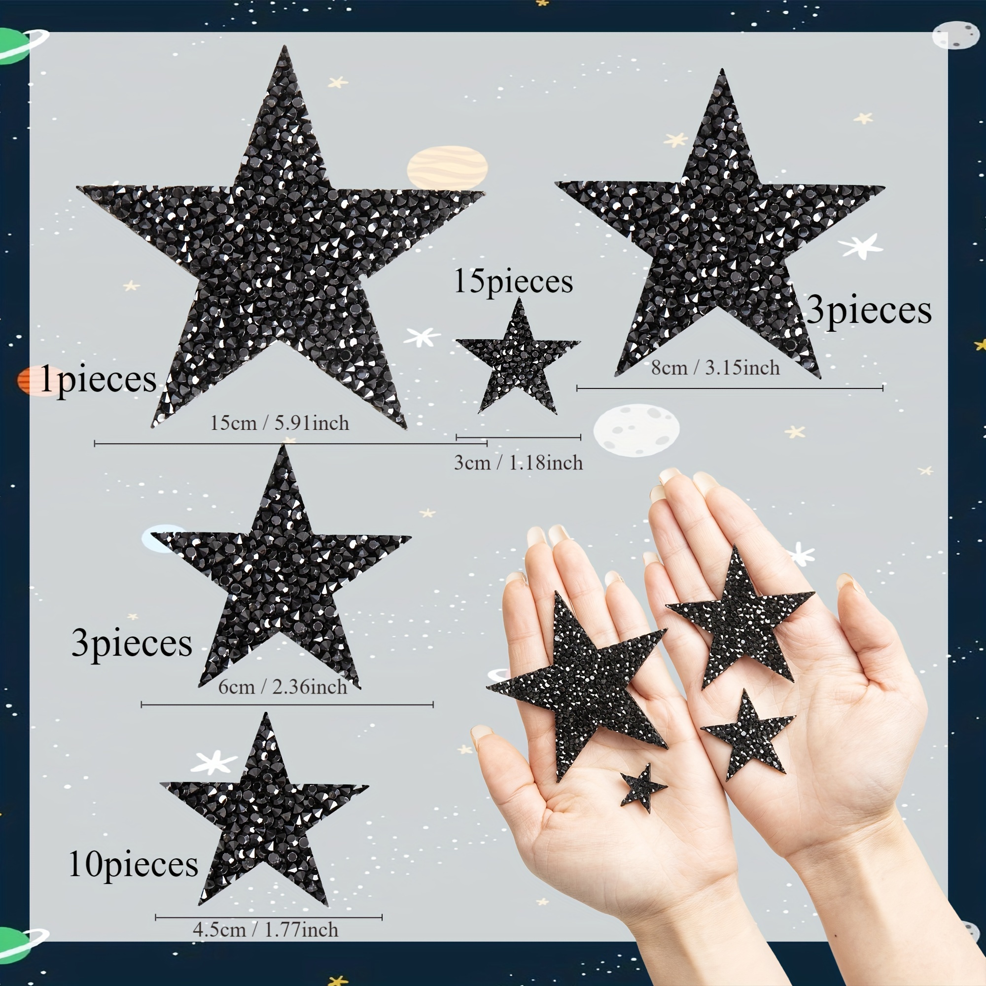 5 Toppe Termoadesive Con Strass A Forma Di Diamante - 6,5x7,5 Cm, Adesivo Hot Melt, Per Abbigliamento, Jeans, Borse E Accessori, Decorazioni Brillanti