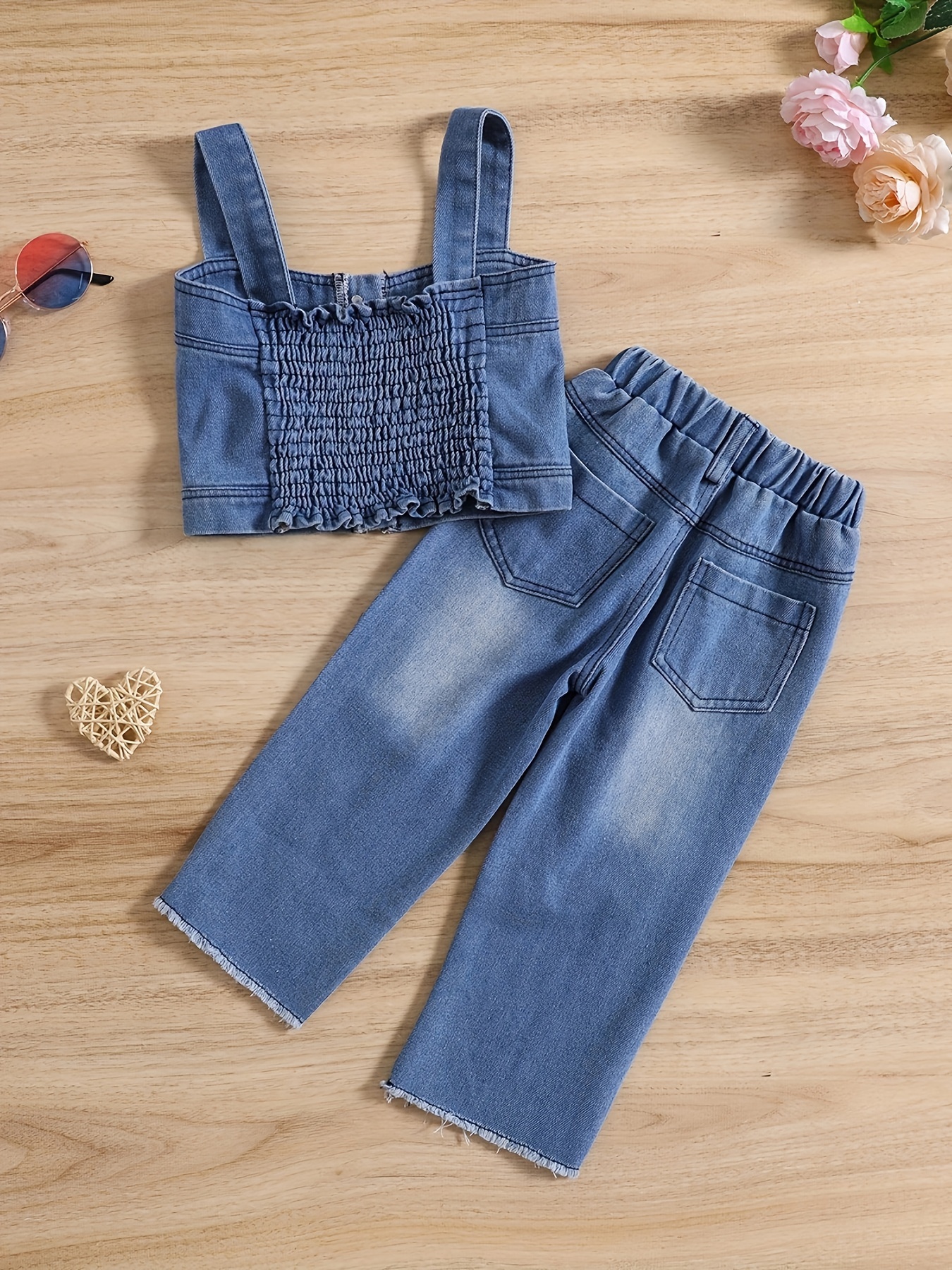 conjunto verano chic denim niñas top corto sin - Temu Colombia, image size:800x1067