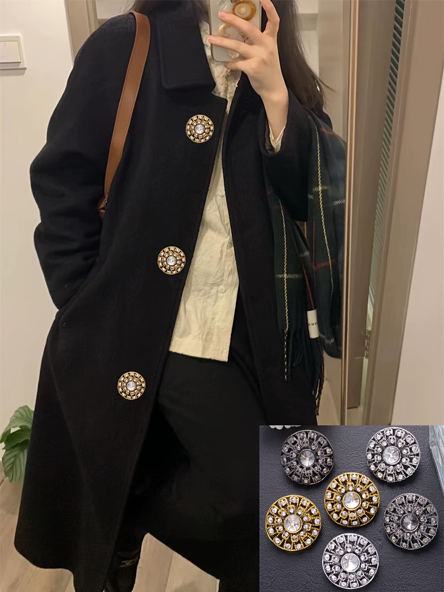 5 vintage delicate round diamond studded hollow fashion buttons for shirts sweaters suits coats trench coats hand   decorative buttons bags gift boxes shoes hats hand held flowers diy fashion accessories details 0