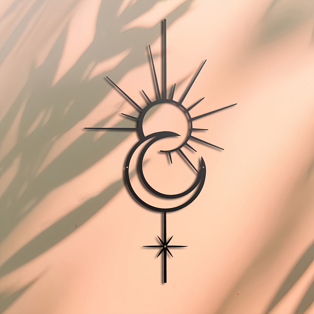 TEMU Elegant Bohemian Sun And Moon Metal Wall Art - Easy Starry Sky Decoration, Perfect Christmas Gift, Ideal For Home Offices - Bedrooms - Living