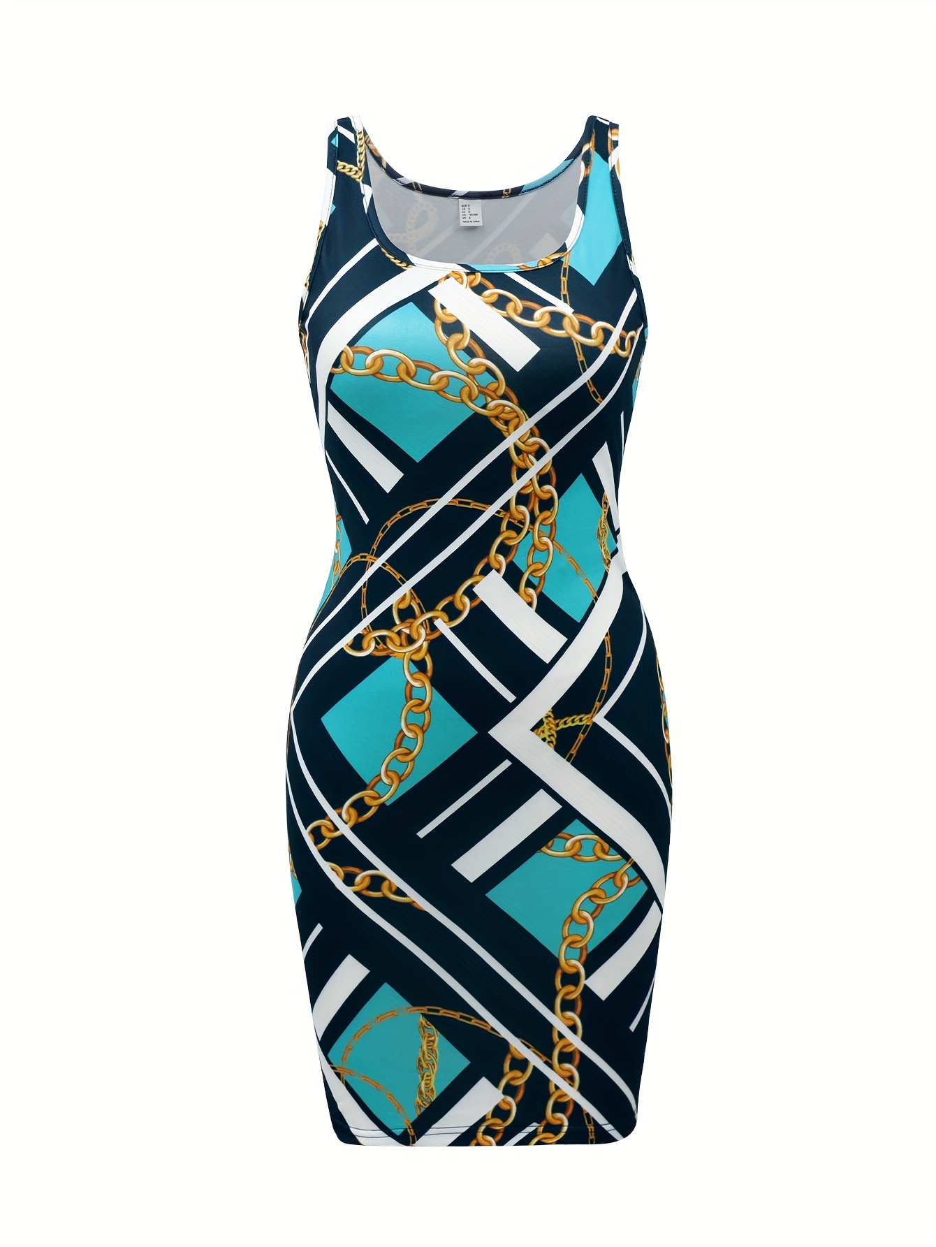 color print bodycon dress elegant scoop neck - Temu