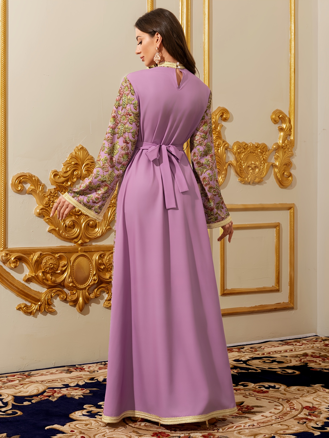 light purple colour dress for ladies ramadan attire vintage printed color Lilac dress