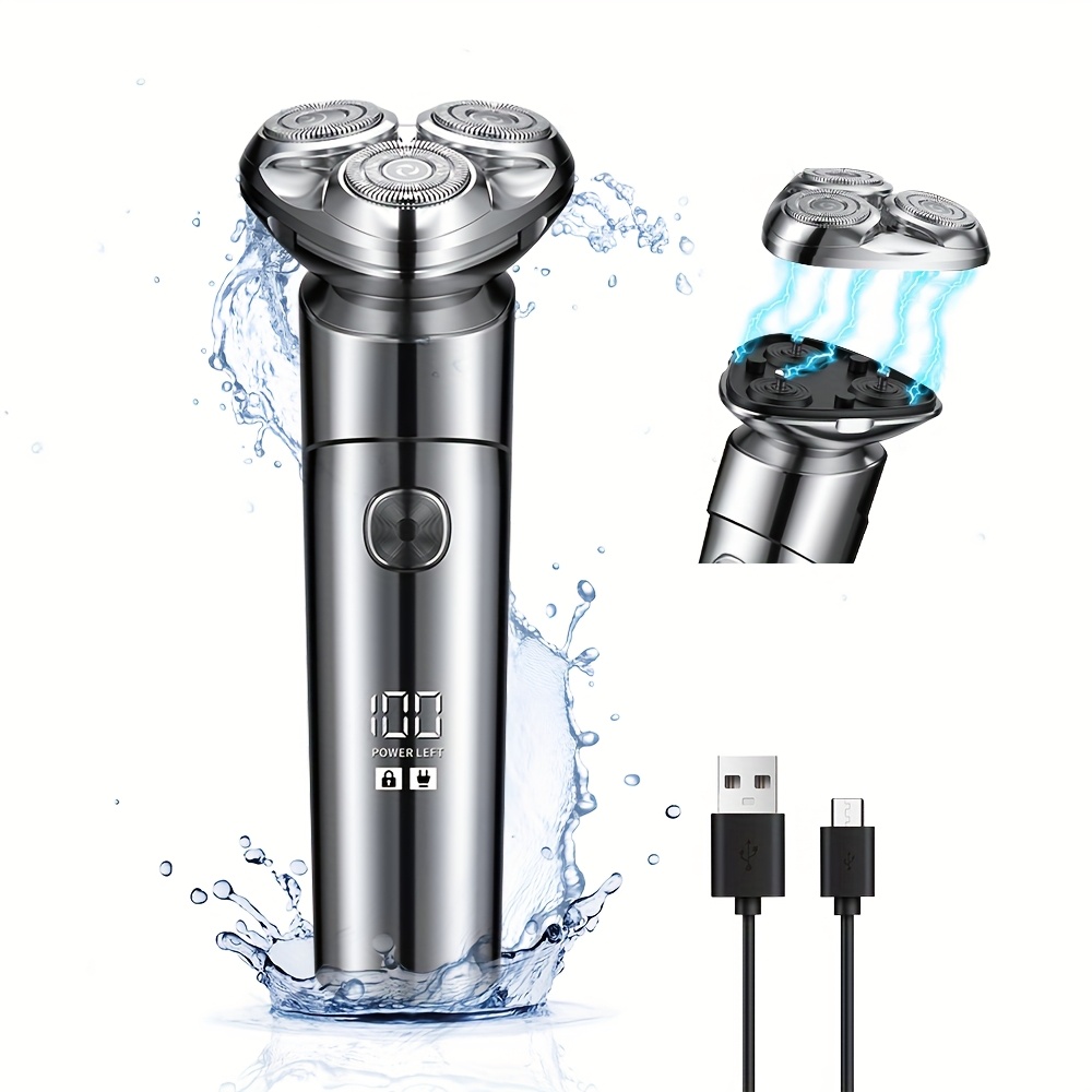 TEMU Shaver Men's Shaver Men's Shaving Electric Electric Shaver Electric Shaver Shaving Dry And Wet Type-c Usb Rechargeable Electric Shaver Rotary 3