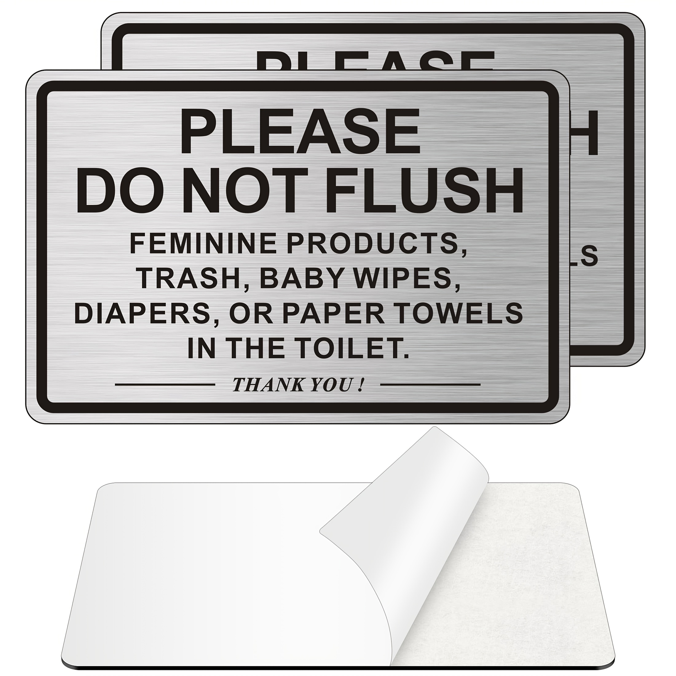 set of 2 bathroom do not flush sign self   do not flush anything   toilet paper sign suitable for commercial and home use black and silvery 6 inches x 4 inches