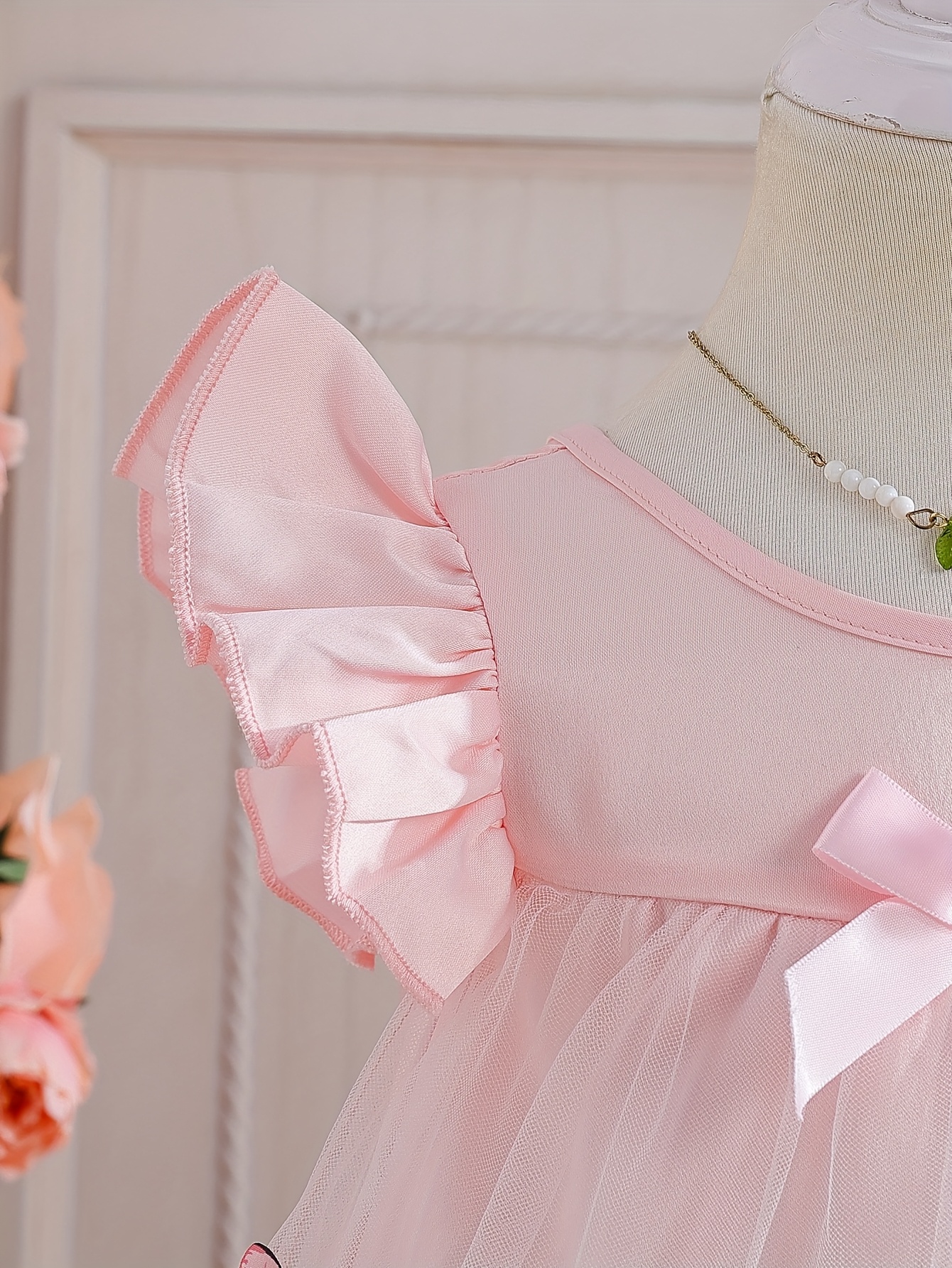 pale pink formal dress Faviana 11221 Floral Sequin Long Formal Slit Prom Dress