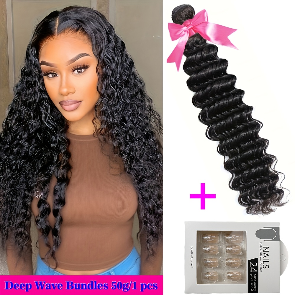 human hair bundles deep wave curly hair bundles 50g 1pc - Temu display picture 2