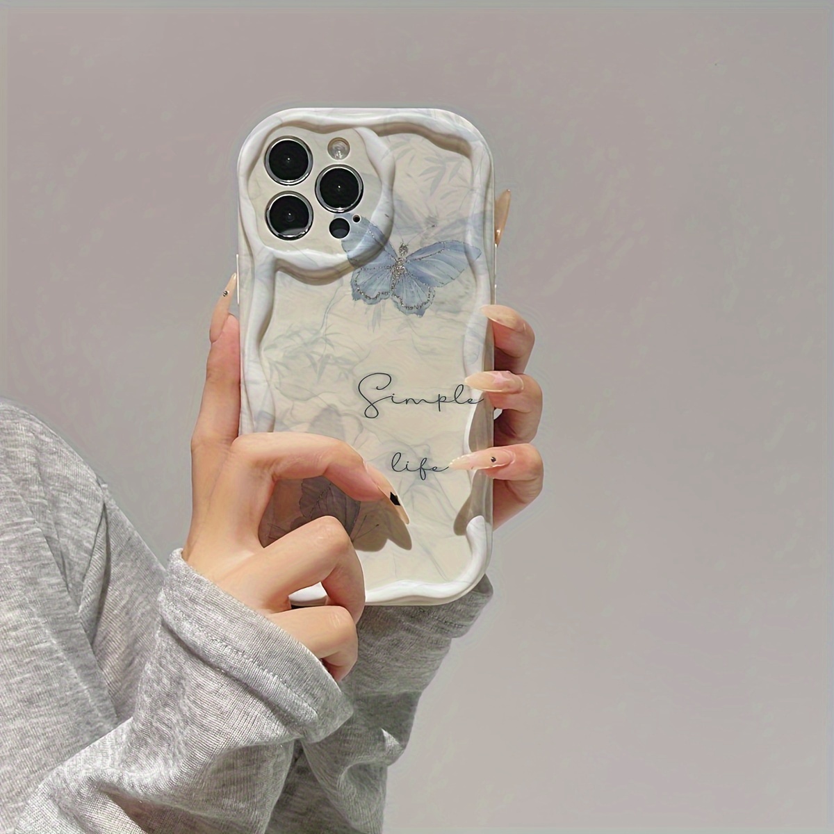 Blue Gradient Butterfly Phone Case for iPhone 15/15Plus/15Pro/15ProMax, iPhone 14/14Plus/14Pro/14ProMax, iPhone 13/13Pro/13ProMax, iPhone 12/12Pro/12ProMax, iPhone 11/11/11Pro Max/iPhone 7/8/iPhone x/xs Dirt Resistant and Good-looking