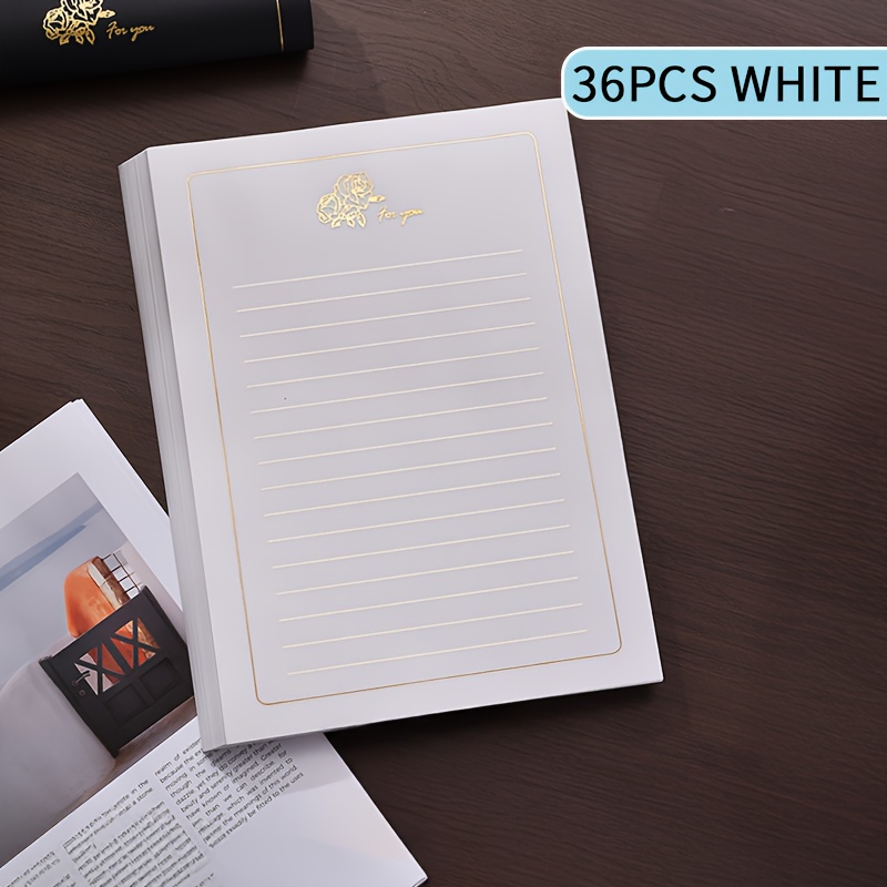 E-shop 36 Blatt Briefpapier mit goldenem Rosenmuster, A5 Größe Vintage-Buchbriefpapiere für Liebesbriefe, Einladungen, Hochzeiten Freundesbriefe –