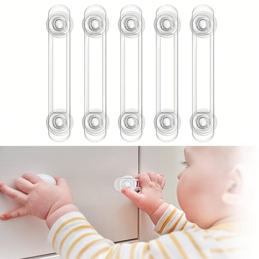 

5-pack Child Safety Cabinet Locks, Transparent Multi- Drawer And Cupboard Magnetic For Kids, Childproofing Straps