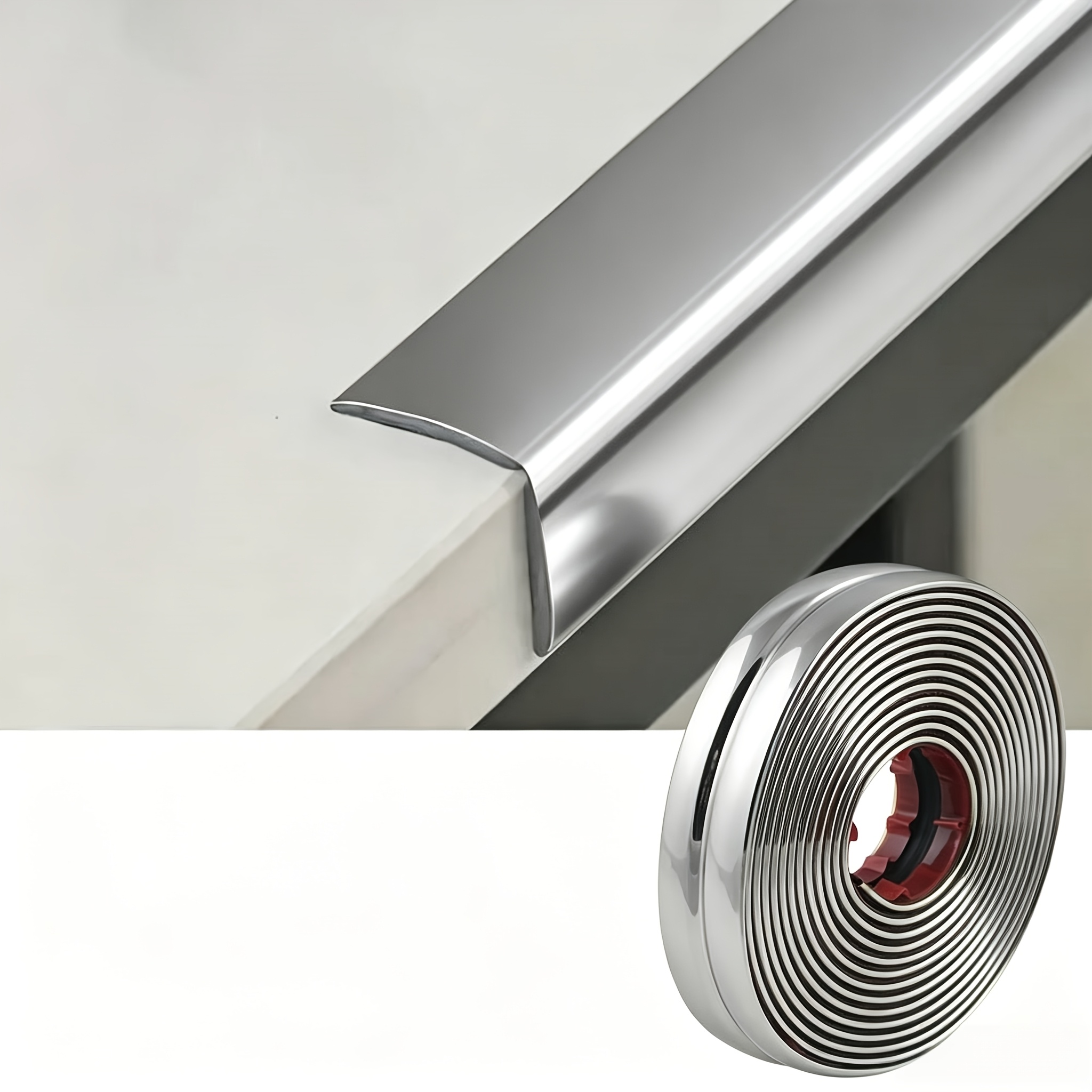 TEMU 2.5m Self-adhesive L-shaped Mirror Edge Trim, Flexible Pvc Decorative Edge Strip, Peel-and-stick Furniture Edge Protector For Mirror Cabinets,