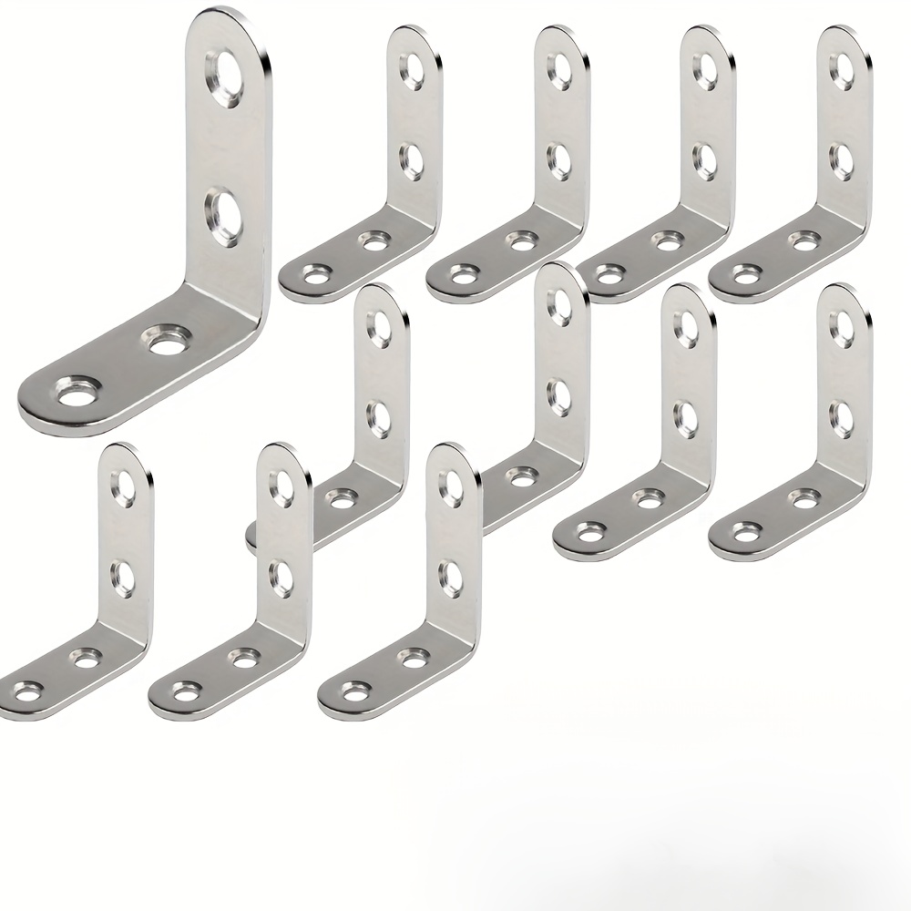 

12pcs Practical Stainless Steel Corner Brackets, Joint Fastener Right Angle, Thickened Brackets For Furniture Home