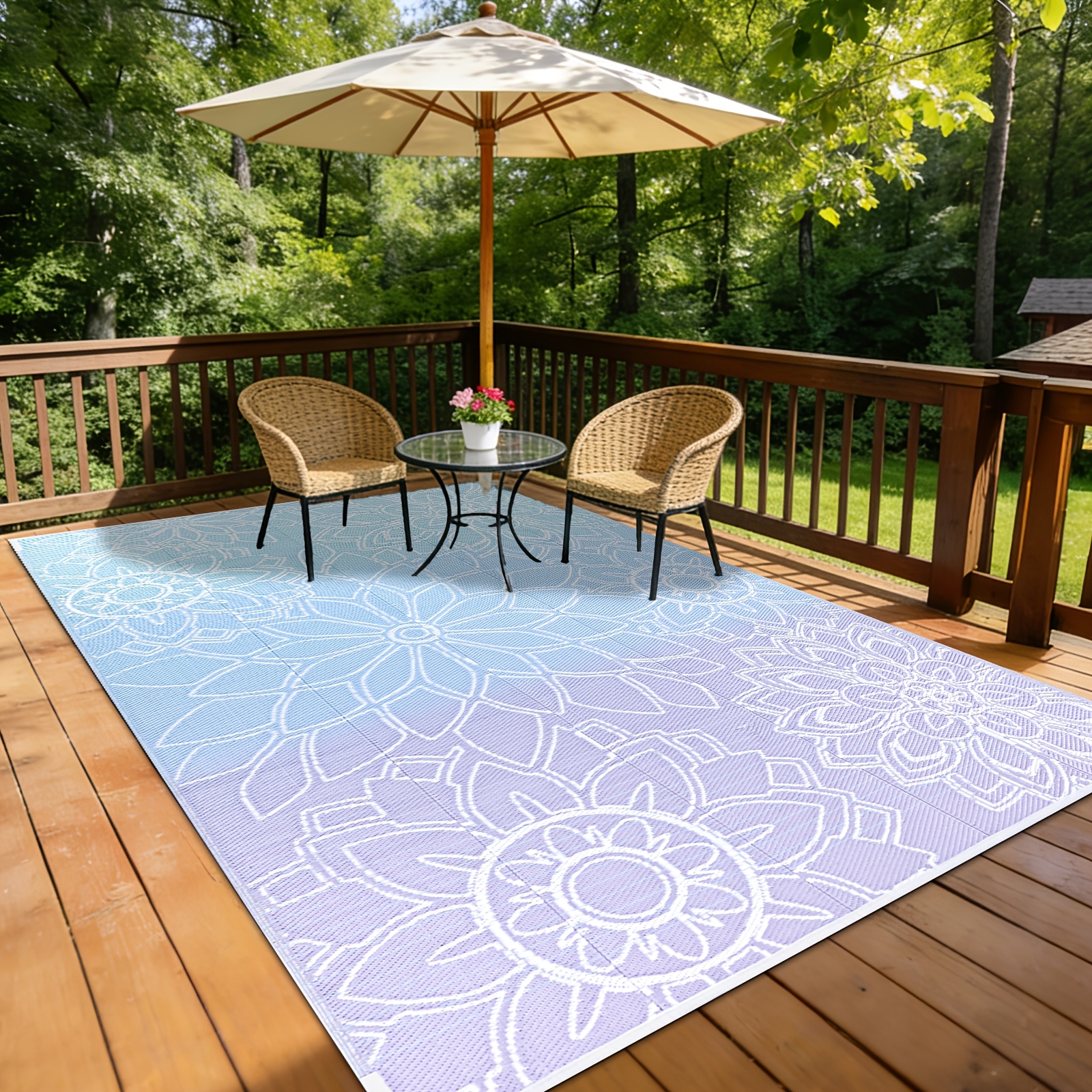 Outdoor Rug For Patios, Reversible Plastic Straw Camping Carpet, Large Uv Resistant Area Garden Rugs Mats For Rv, Picnic, Backyard, Deck, Balcony, Porch, Beach