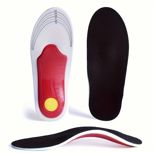 male and female universal arch support eva insert suitable for flat feet able and stable black with red accents provides flexible and breathable material enhances durable