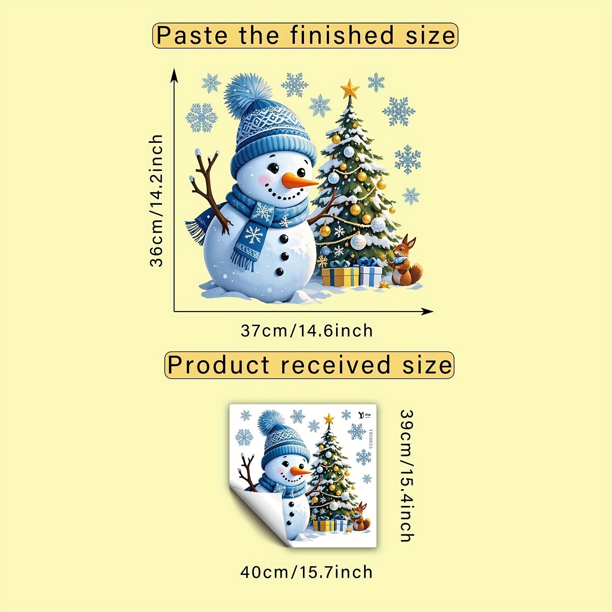 TEMU 1pc Of Christmas Snowman Wall Sticker With A Blue Scarf And Hat, Featuring Snowflakes. A Creative Removable Double-sided Pvc Decoration For