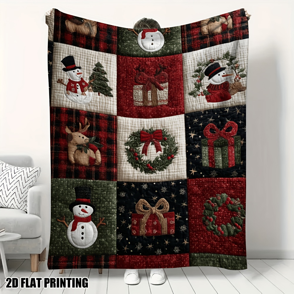 TEMU 2d Flat Printing - 1pc Christmas Flannel Joy Flannel Blanket - Ultra Soft And Cozy - Perfect For Beds, Sofas, Chairs, And Offices -