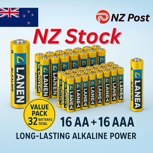 32 pack batteries 16 pack aa and 16 pack aaa household batteries non rechargeable single use ideal for remotes toys clocks and more