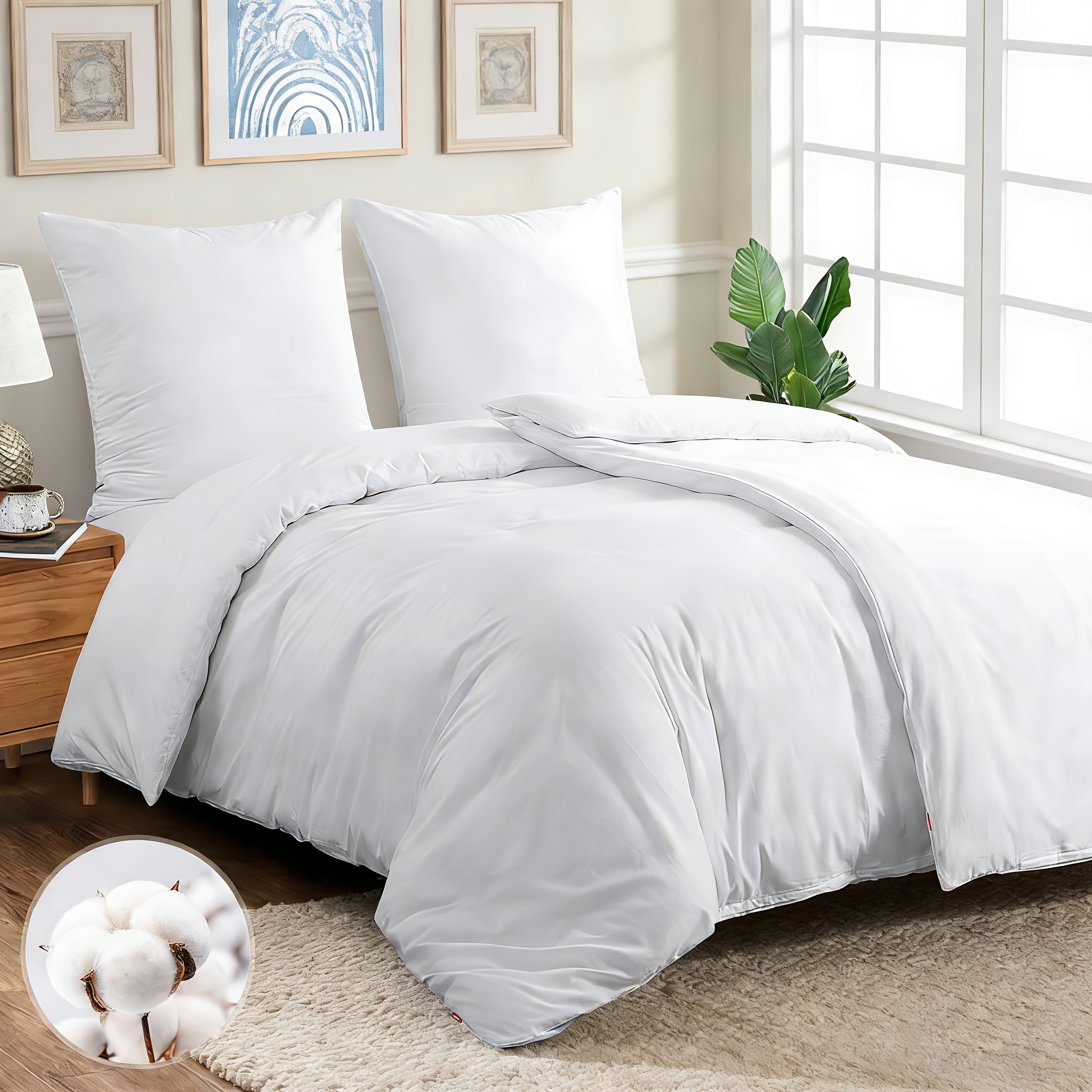 4pcs Bedding Set, 100% 120 G/m² 600 Bedsheet 135 X 200 Cm, 2 Duvet Covers With 2 Pillowcases 80 X 80 Cm, Bedding With Zippers, Soft And Breathable, Local Warehouse.