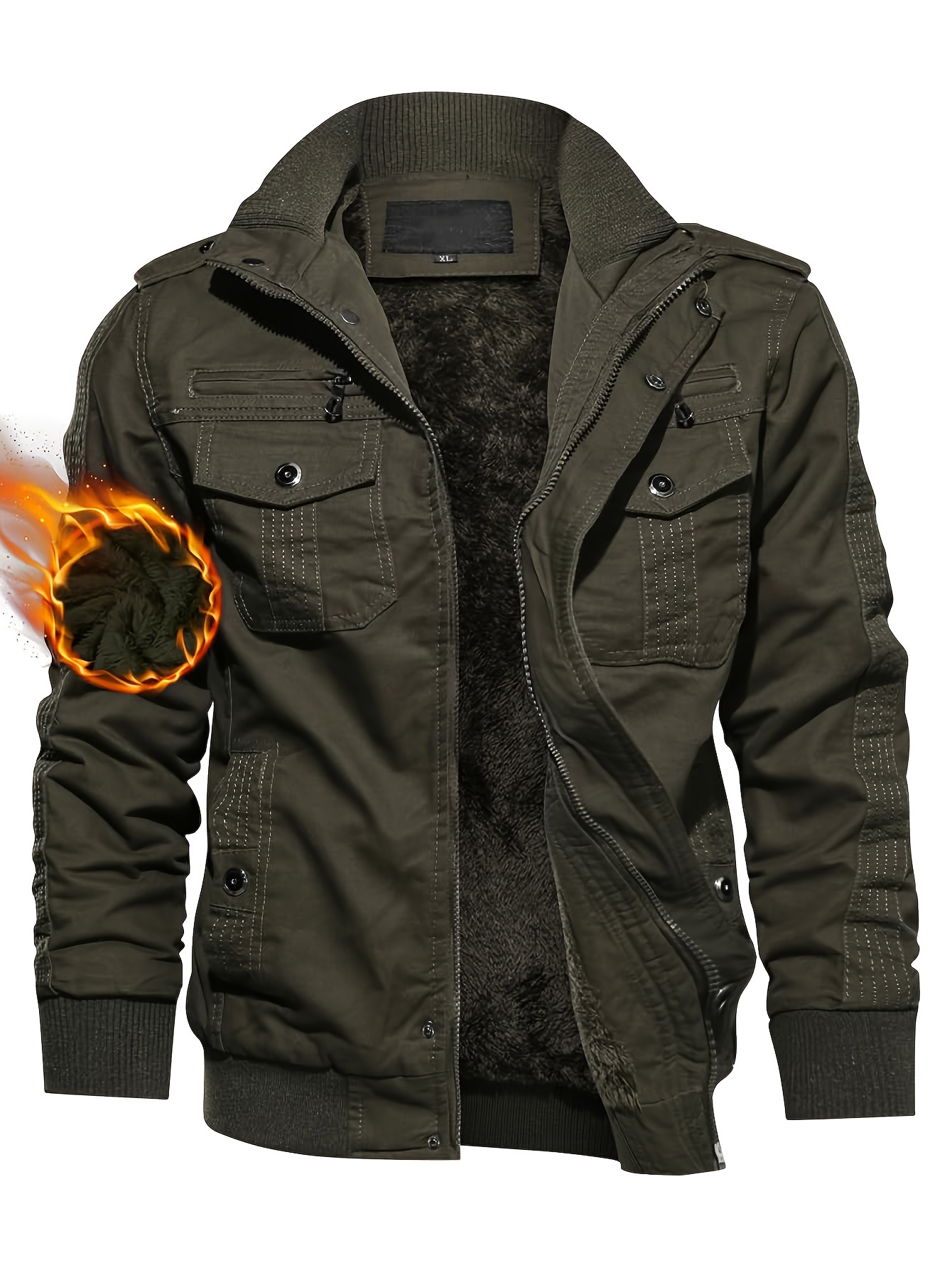 men's winter casual jacket cotton fabric thick stiff - Temu men's winter casual jacket cotton fabric thick stiff - Temu