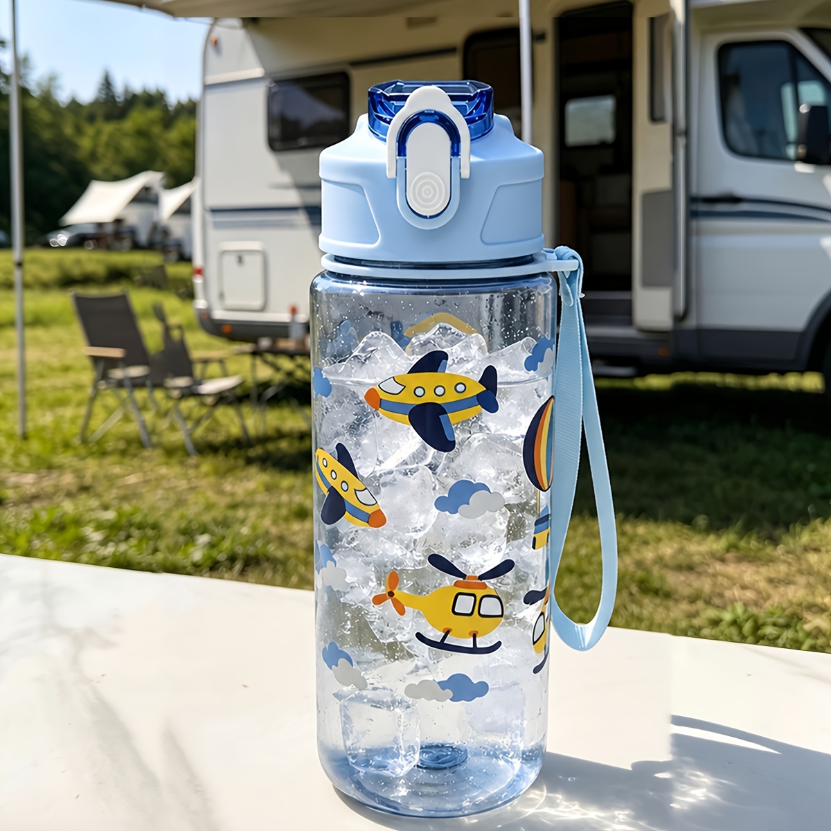 A 500ml Summer Straw Cup, A Cute Cartoon Water Bottle For Back-to-school, Sports, Outdoor, And Home Use, Suitable For Camping As A Portable Cup