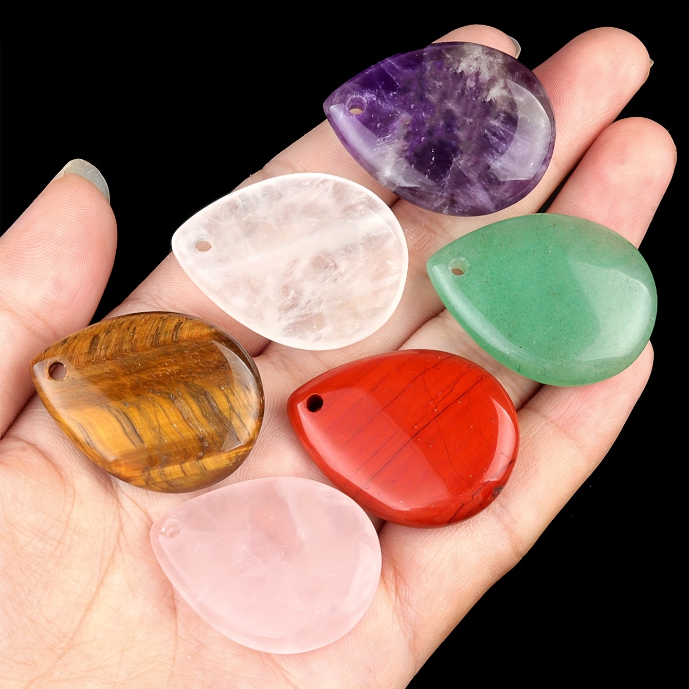 Multicolor Natural Stone Water Drop Pendant Necklace
