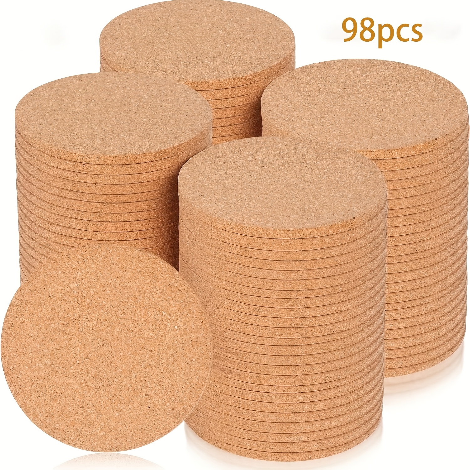 TEMU Dofiki 98/198-teiliges Set Kork-Getränkeuntersetzer (100x100x4mm) mit rechtwinkligen Kanten, runde, unbedruckte, isolierte Untersetzer im
