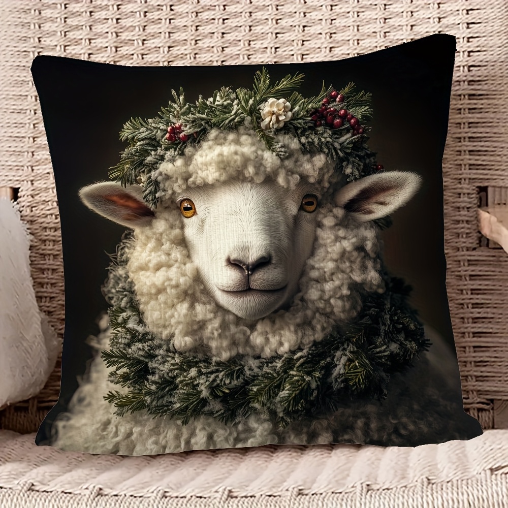 

Christmas 18x18 Inch Plush Pillow Cover - Double-sided, Zip Closure, Machine Washable For Couch, Sofa, Patio & Outdoor Decor