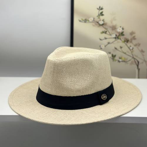 summer panama hat bowler hat british hat mens wide brimmed straw hat with wing badge decoration