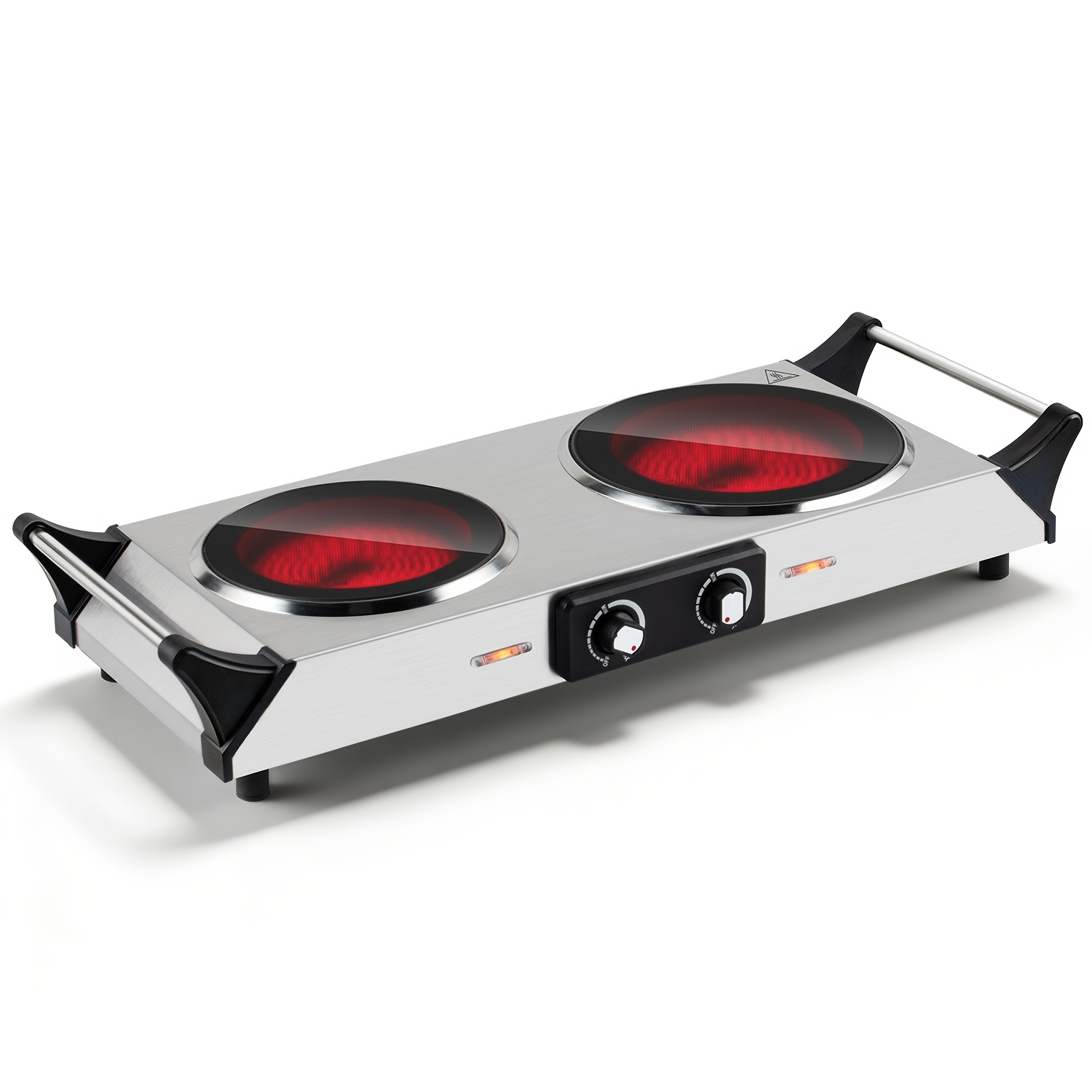 tech 1800  burner electric stove infrared ceramic cooktop with dual independent control and anti   handles 1800w portable hot plate for home dorm camping and rv   heating easy to   halloween christmas gift