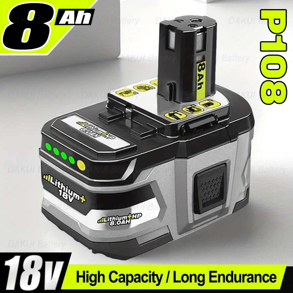 TEMU New Arrival 8ah 18v P108 Lithium Compatible With Ryobi 18v One+ Battery Replacement P108 P104 P105 P107 P109 P122 Cordless Tool Batteries Rapid