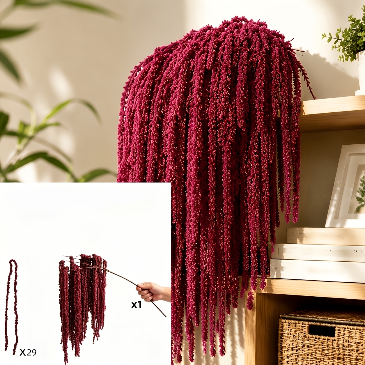 TEMU 30pcs Set Of Burgundy Artificial Silkyy Tassels, Tears Hanging Fake Flowers, Suitable For Wedding Ceilings And , Wedding Backdrops, Home Window
